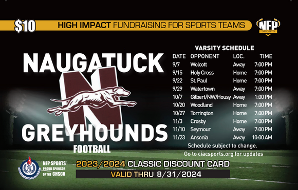Naugatuck Greyhounds Football Classic Discount Card 2023
