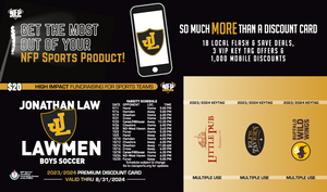 Jonathan Law Lawmen Boys' Soccer Premium Discount Card 2023