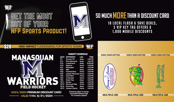 Manasquan Warriors Field Hockey Premium Discount Card 2023