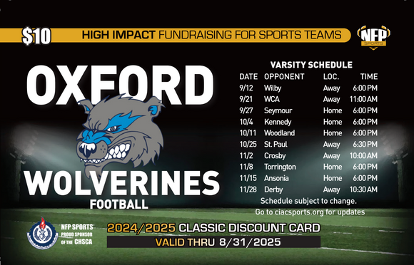 Oxford Wolverines Football Classic Discount Card 2024