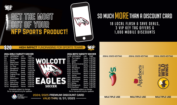 Wolcott Eagles Soccer Premium Discount Card 2024