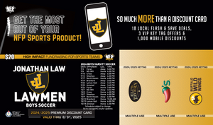 Jonathan Law Lawmen Boys' Soccer Premium Discount Card 2024