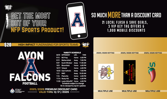 Avon Falcons Football Premium Discount Card 2025