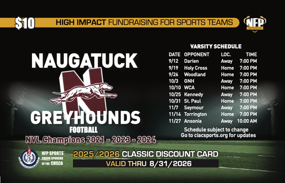 Naugatuck Greyhounds Football Classic Discount Card 2025