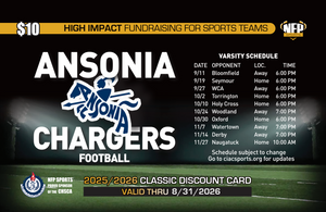 Ansonia Chargers Football Classic Discount Card 2025