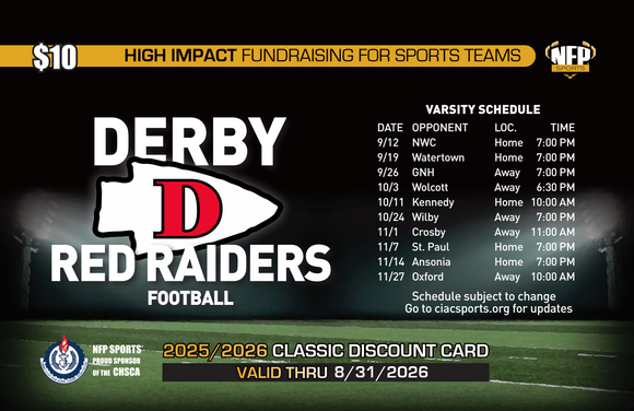 Derby Red Raiders Football Classic Discount Card 2025